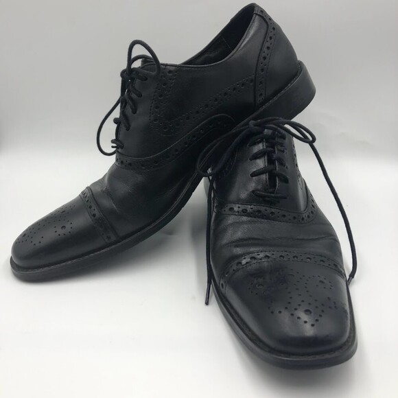 Vintage Johnston Murphy Men's Black Leather Dress Cap Toe Oxford Shoes 8.5M - Picture 4 of 14